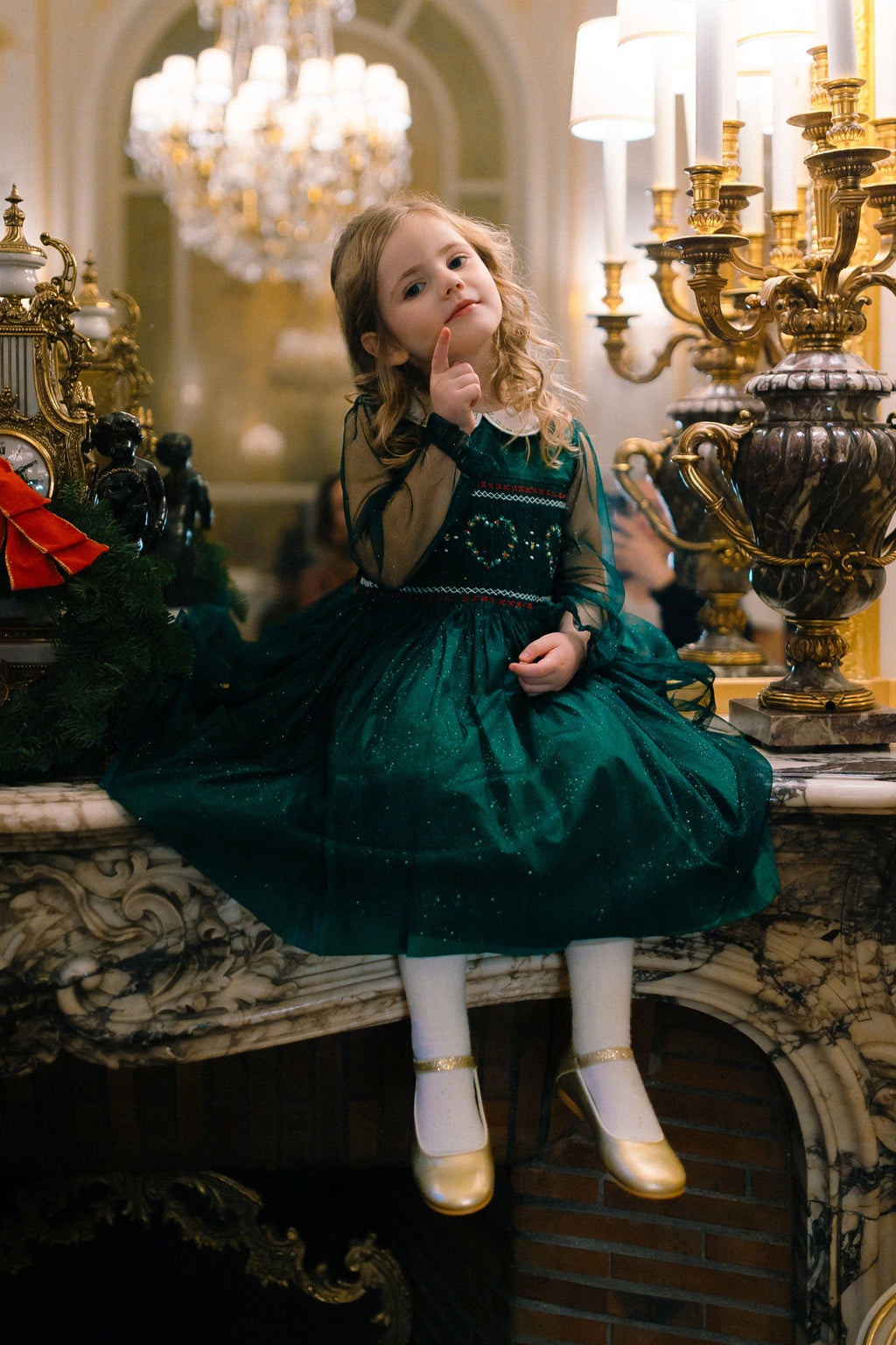 Sarah Emerald Smocked Dress