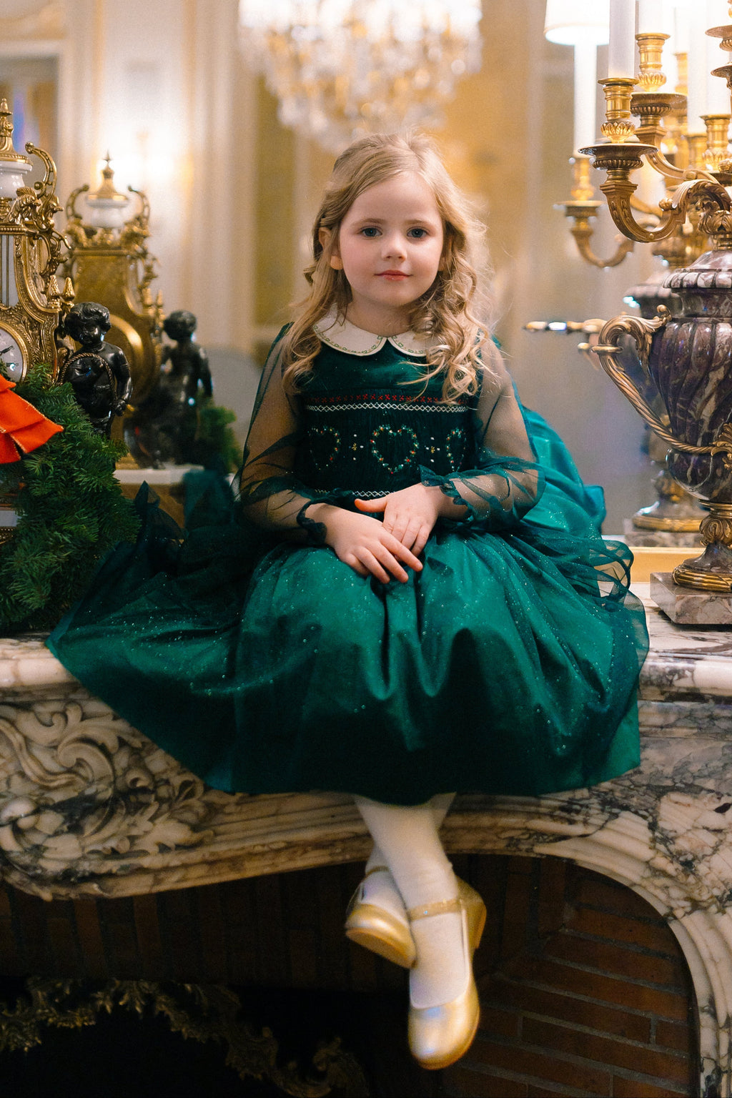 Sarah Emerald Smocked Dress
