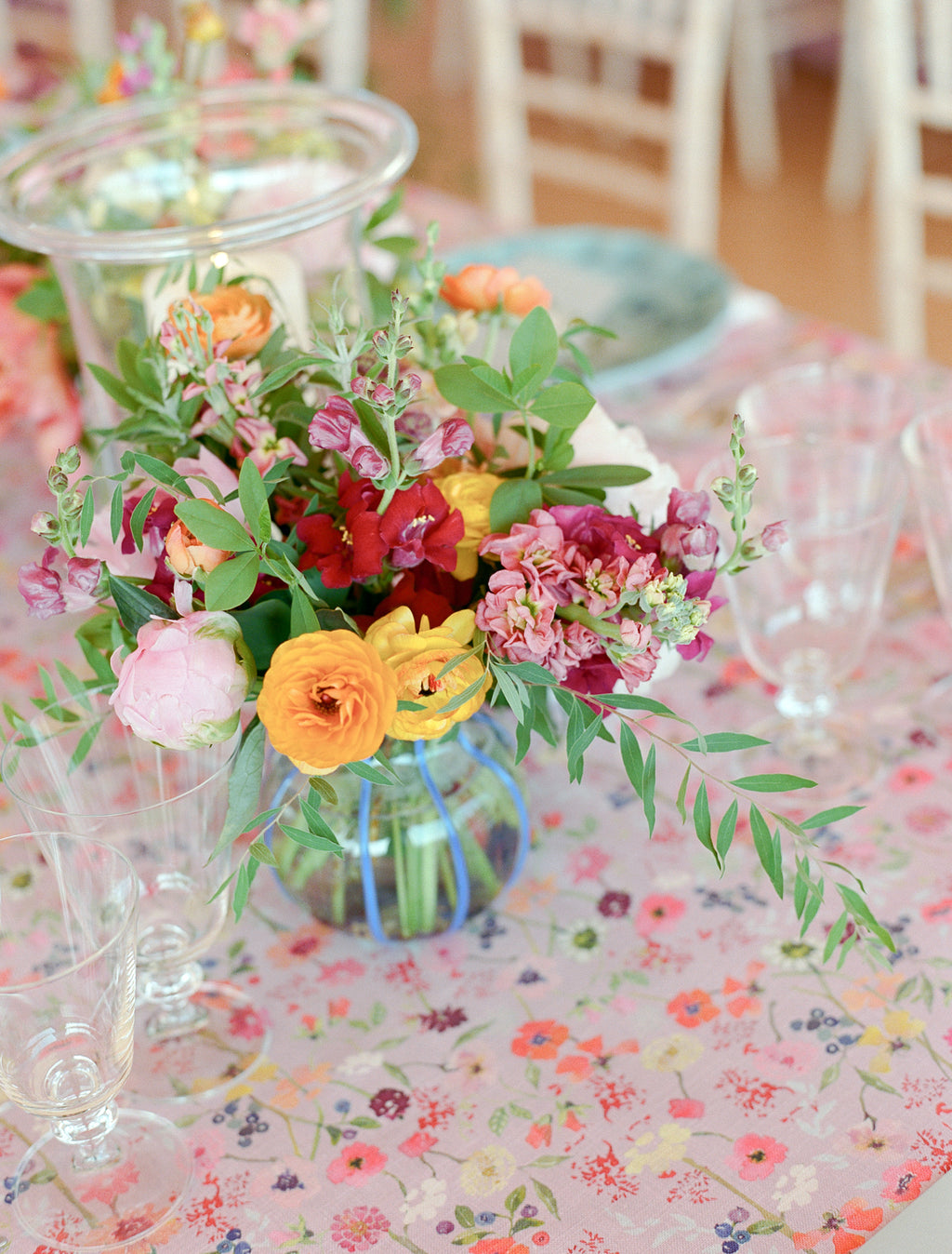 Scalloped Floral Vase in Cobalt