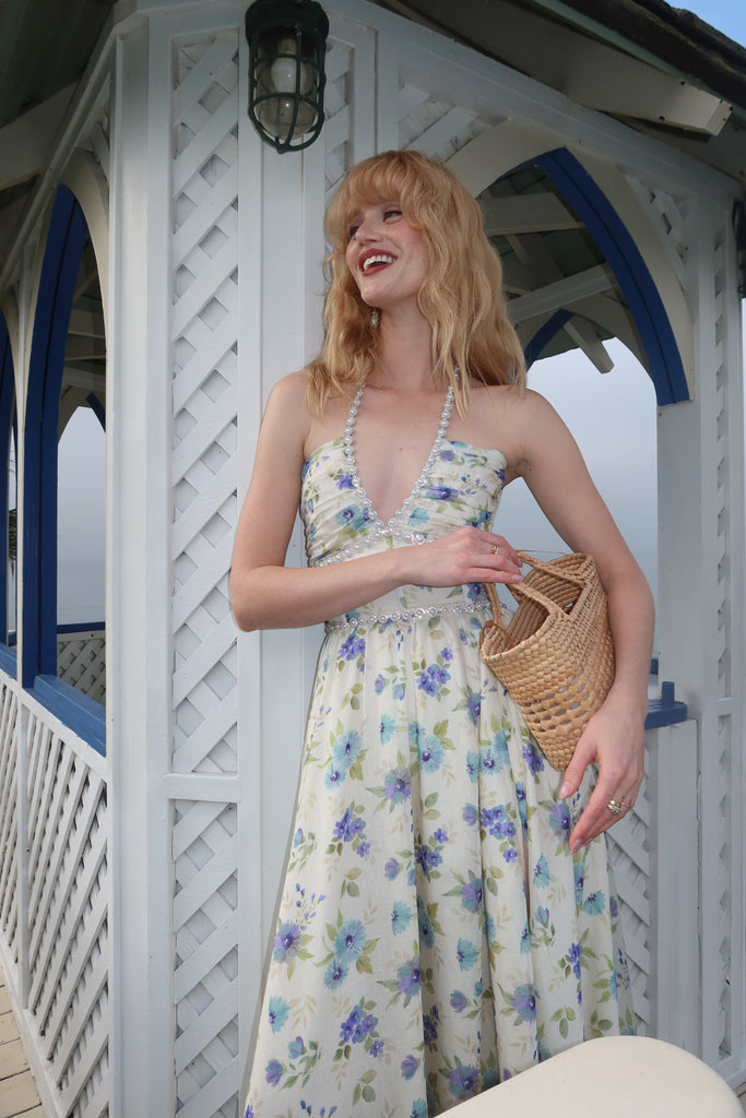 The Scarlette Dress in Blue Watercolor Floral