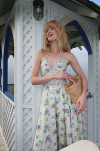 The Scarlette Dress in Blue Watercolor Floral