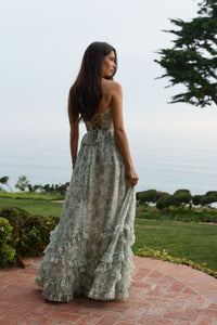 The Scarlette Dress in Sage Toile