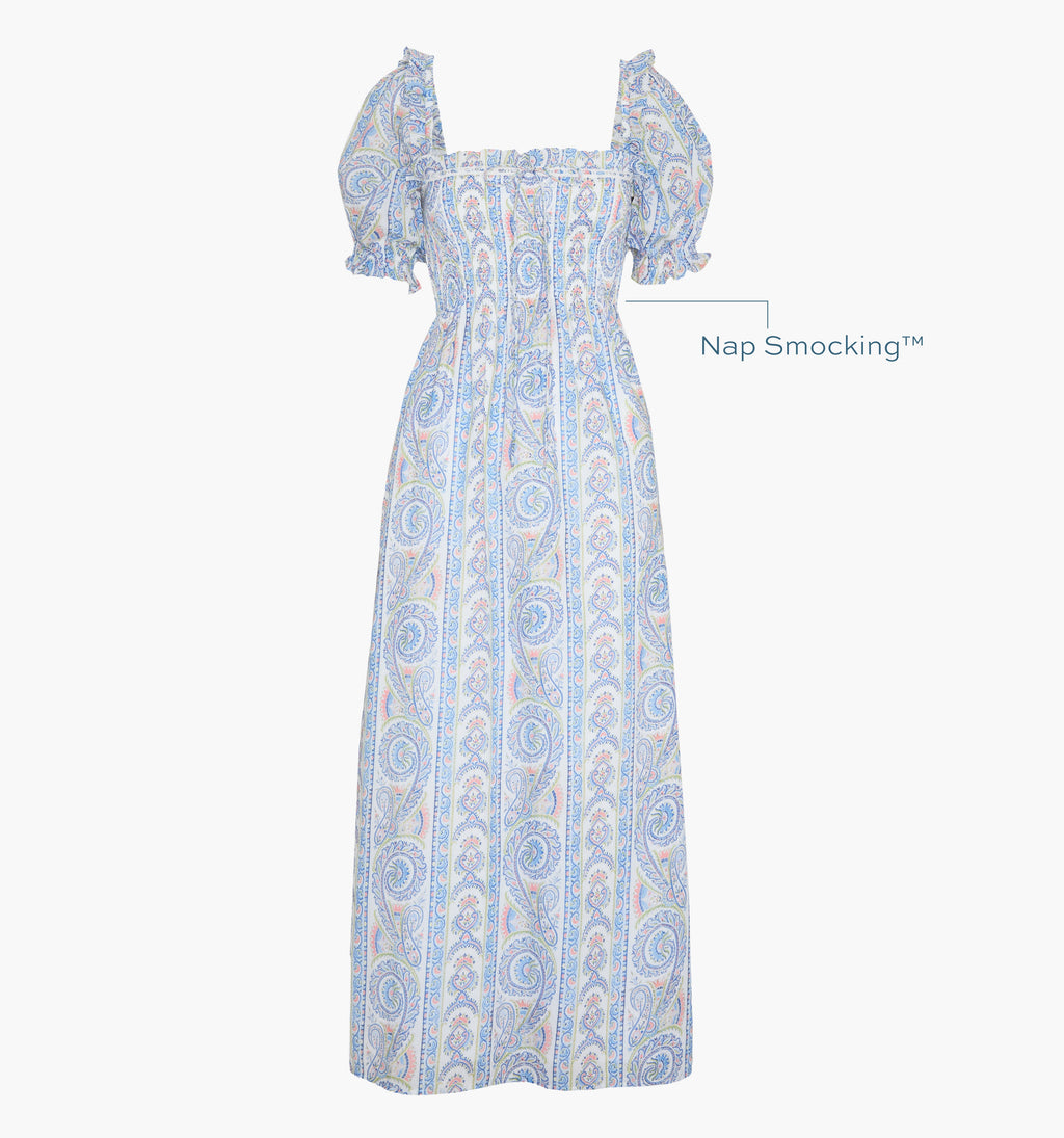 The Scarlett Nap Dress in Blue Corsica Paisley