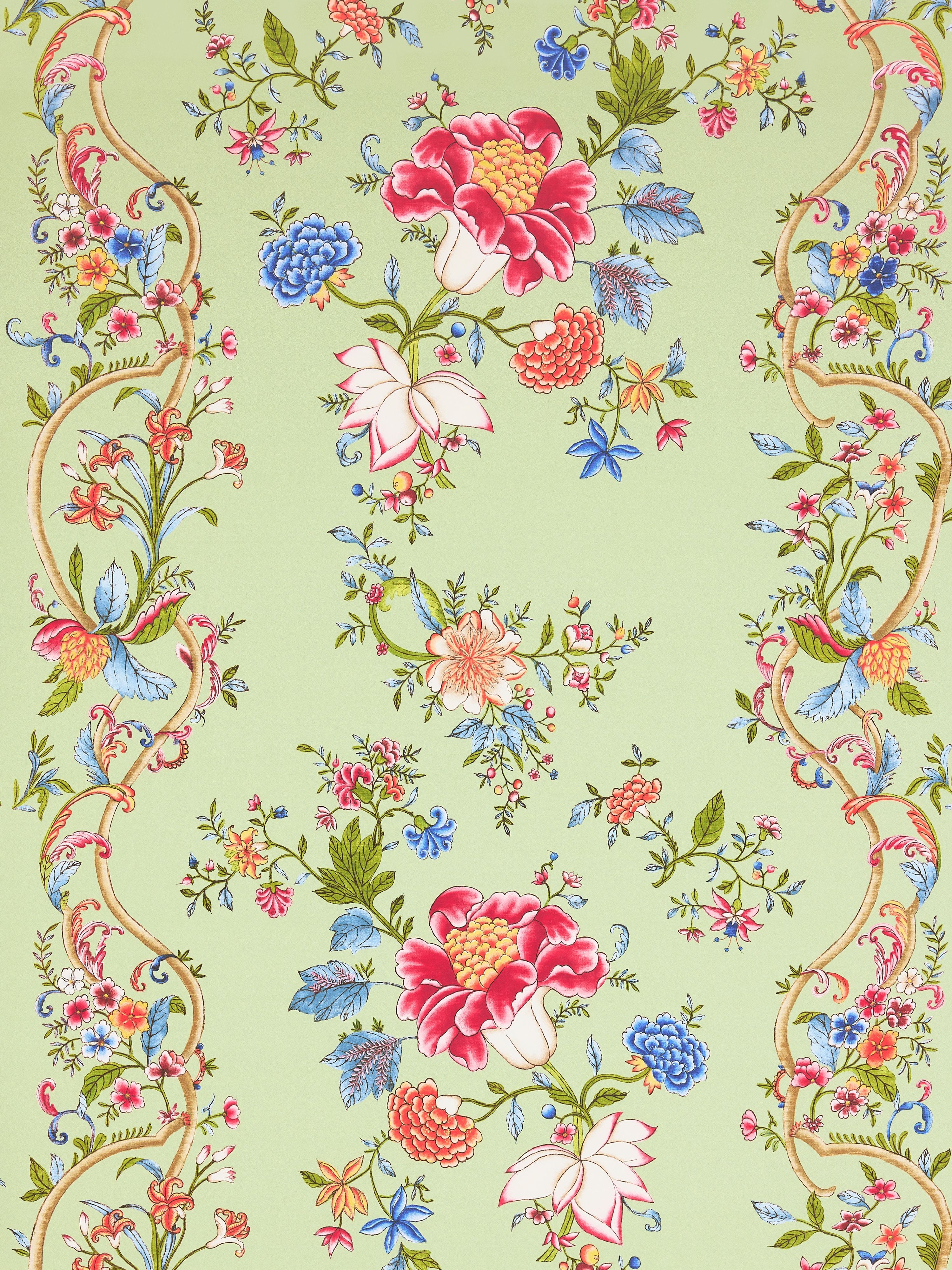 Camellia Trellis Wallcovering in Seafoam Posey