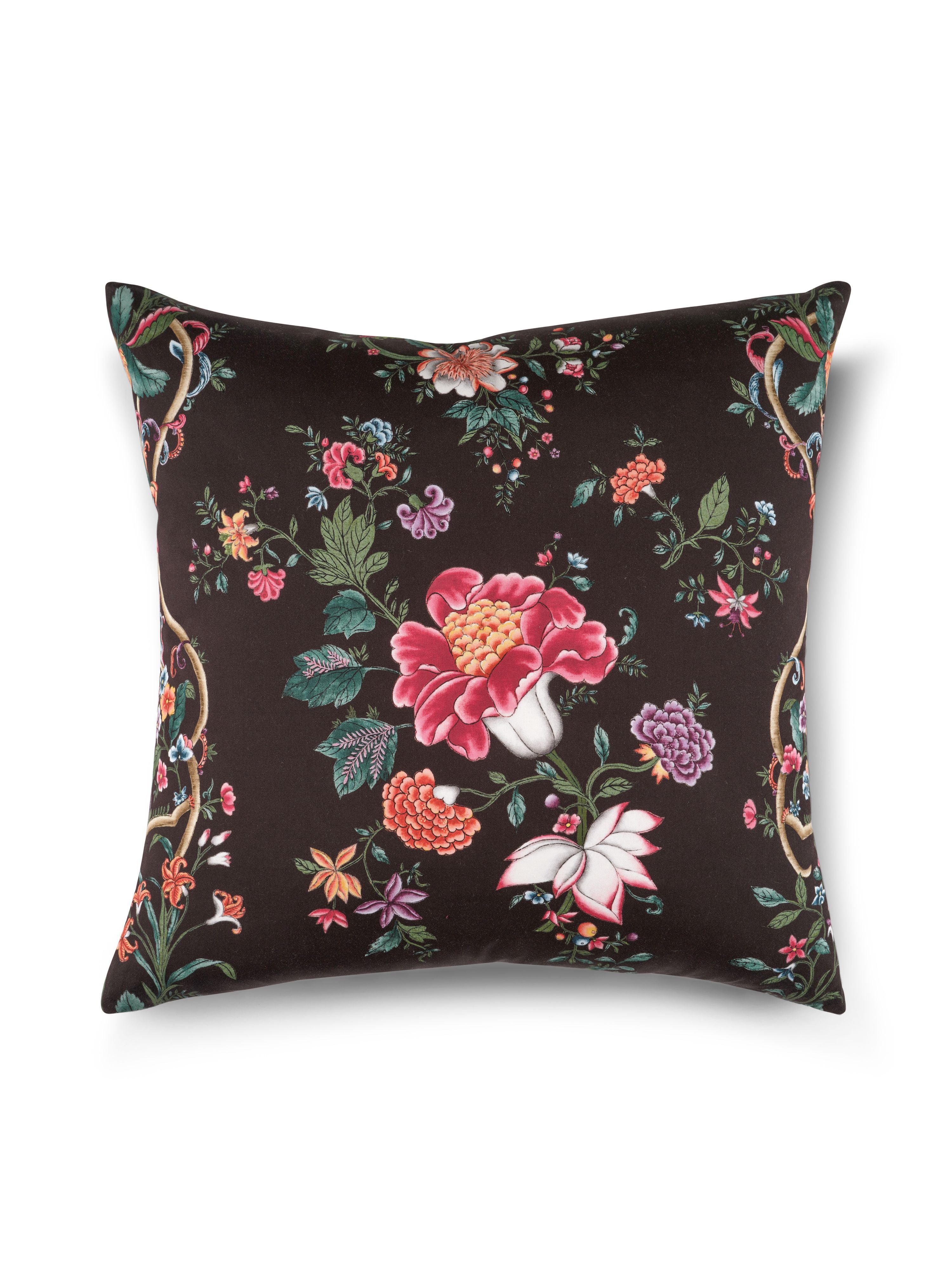 Camellia Trellis Pillow in Onyx Ruby