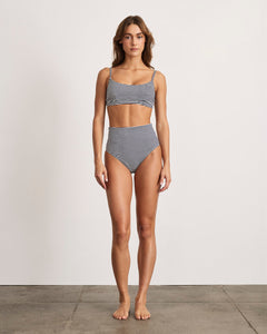 Seamless Kaia Bikini Top in Maritime Blue & Cream Multi