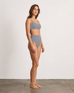 Seamless Kaia Bikini Top in Maritime Blue & Cream Multi