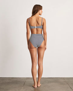 Seamless Kaia Bikini Top in Maritime Blue & Cream Multi