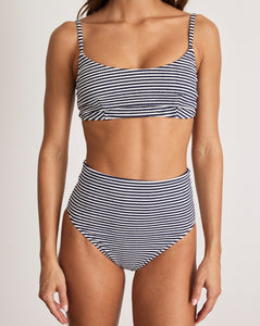 Seamless Kaia Bikini Bottom in Maritime Blue & Cream Multi