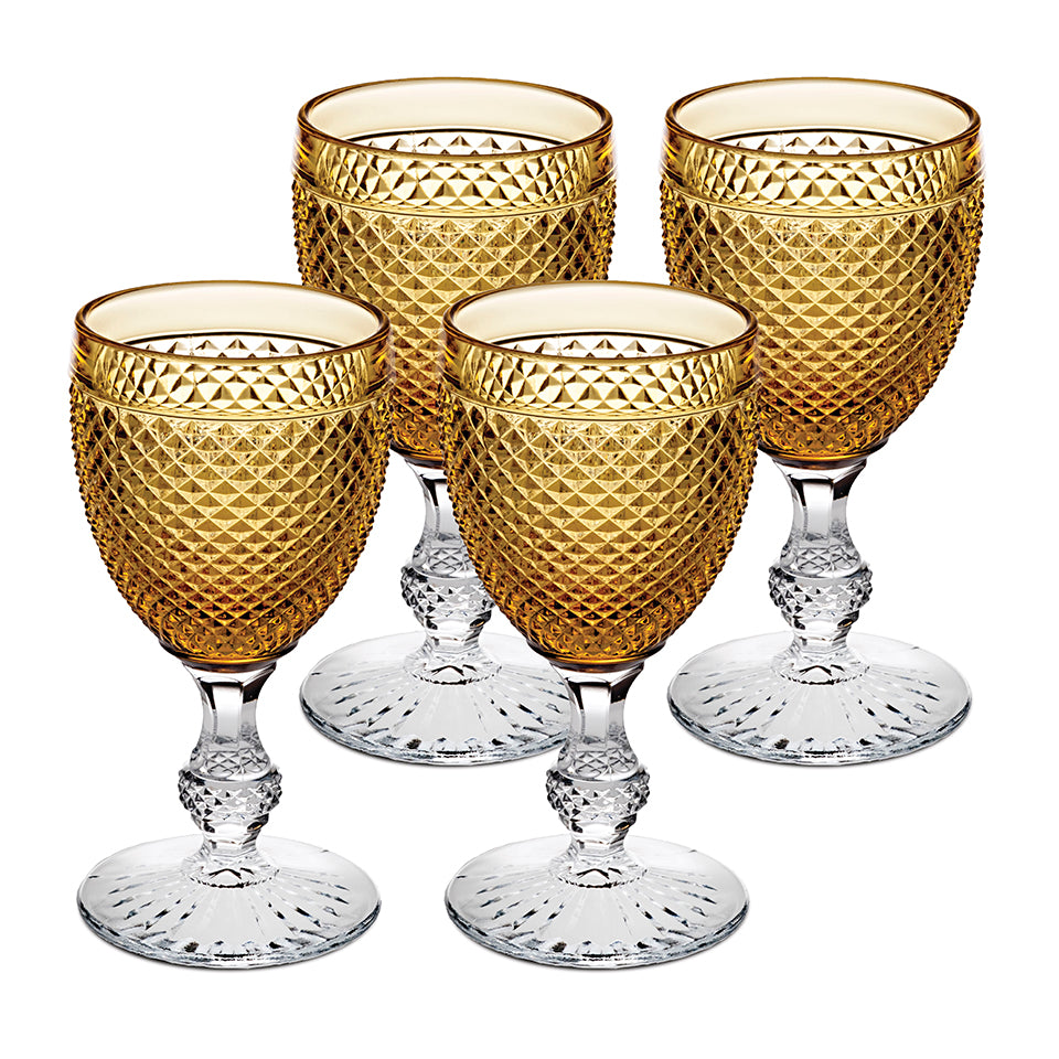 Bicos Bicolor Goblet With Amber Top, Set of 4