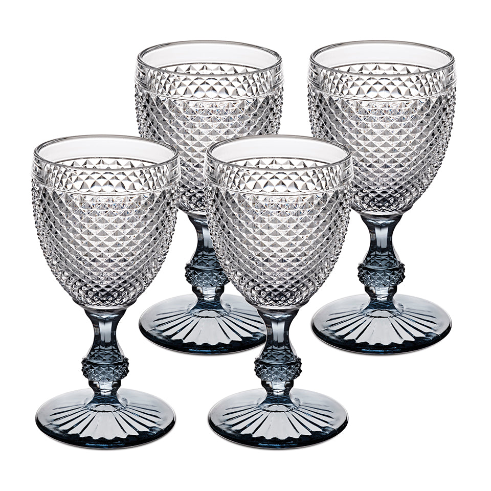 Bicos Bicolor Goblet With Grey Stem, Set of 4