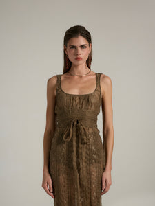 The Seville Dress in Brown Fuzzy Lace