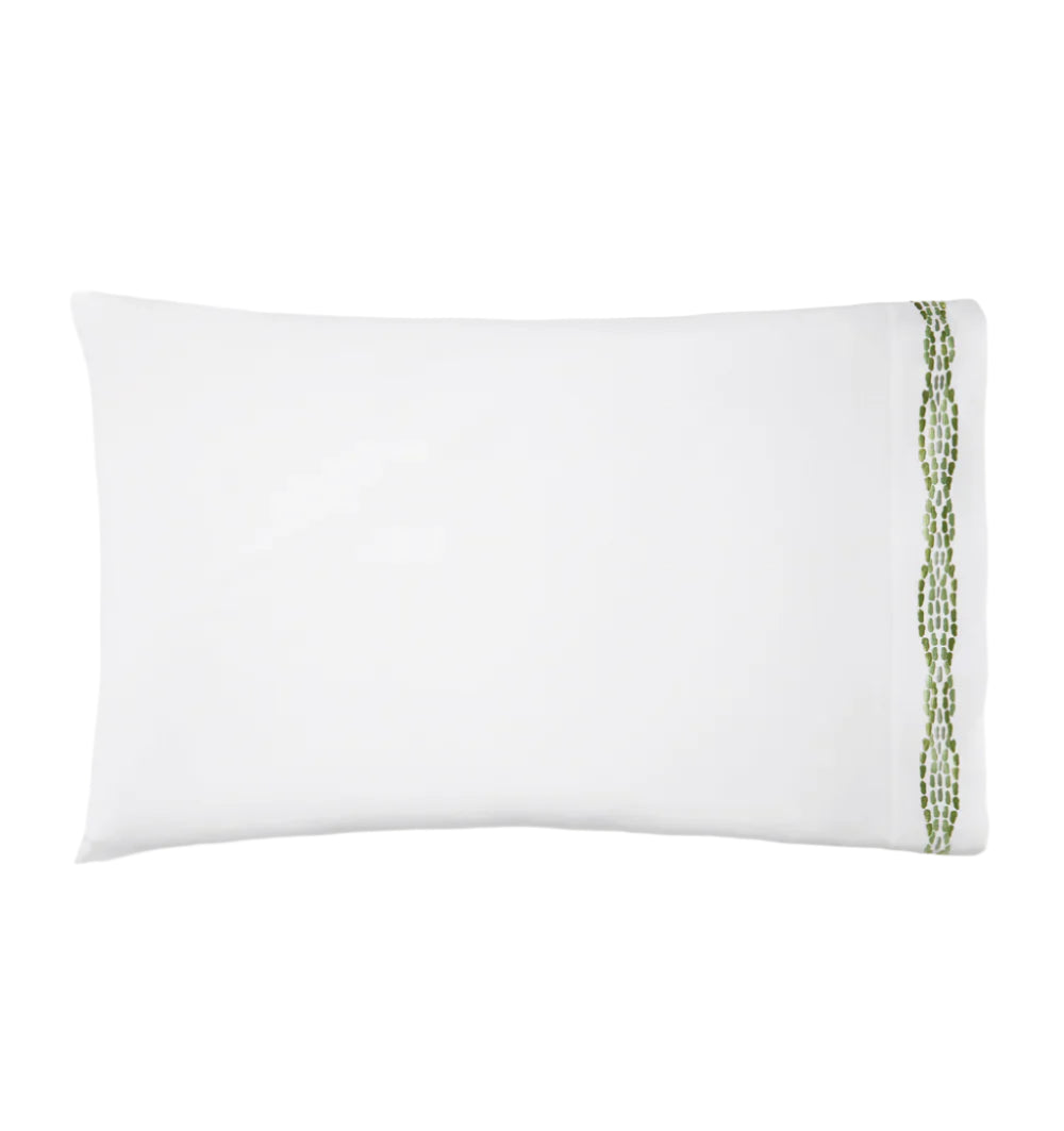 Cobblestones Pillowcase in White & Green