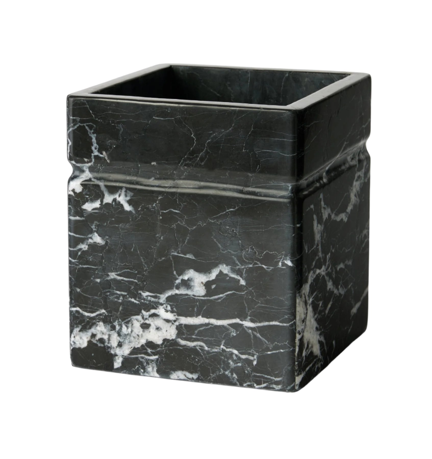 Sferra Marquina Marble Waste Basket - Thumbnail 3