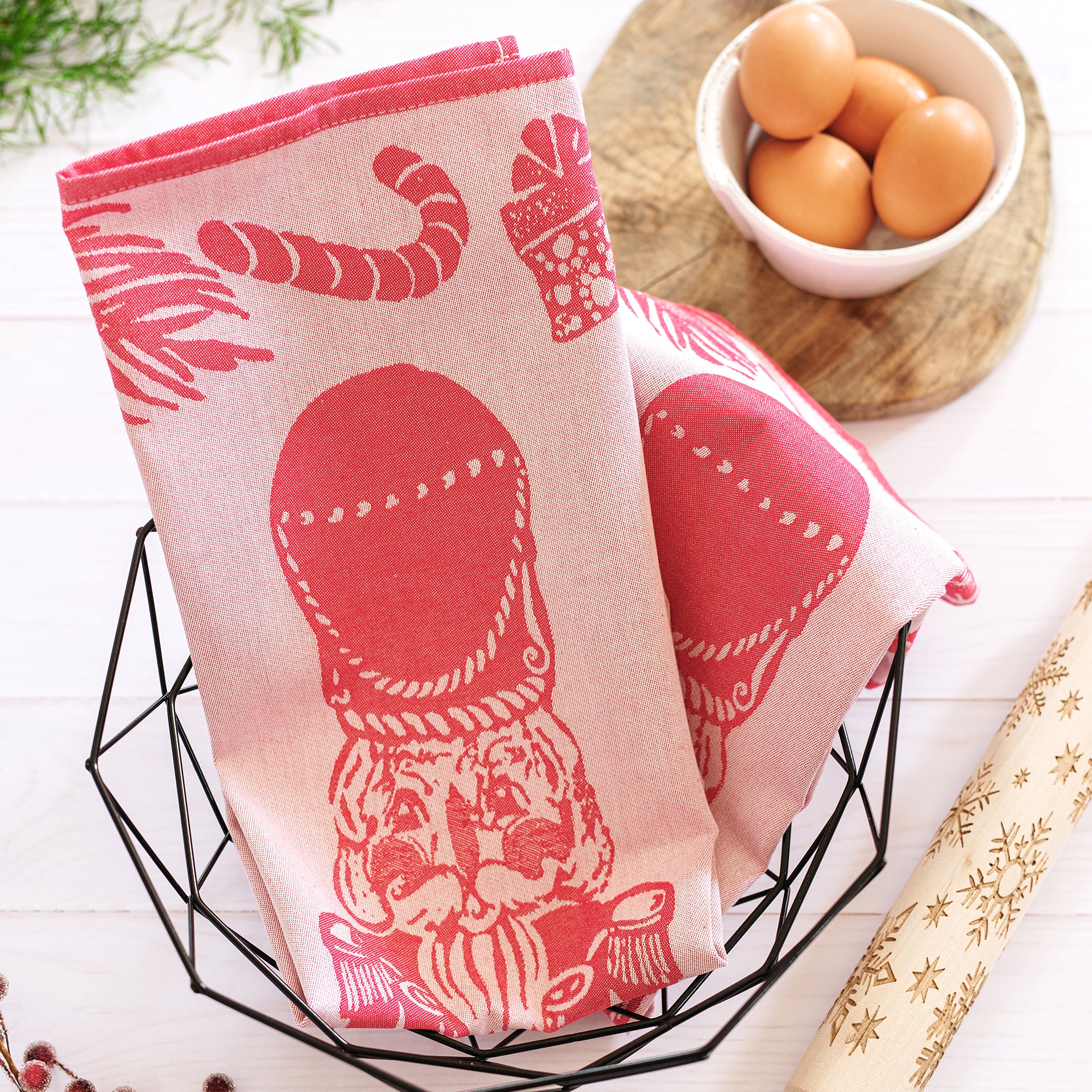 Strofinaccio Nutcracker Dish Towels in Red, Set of 2