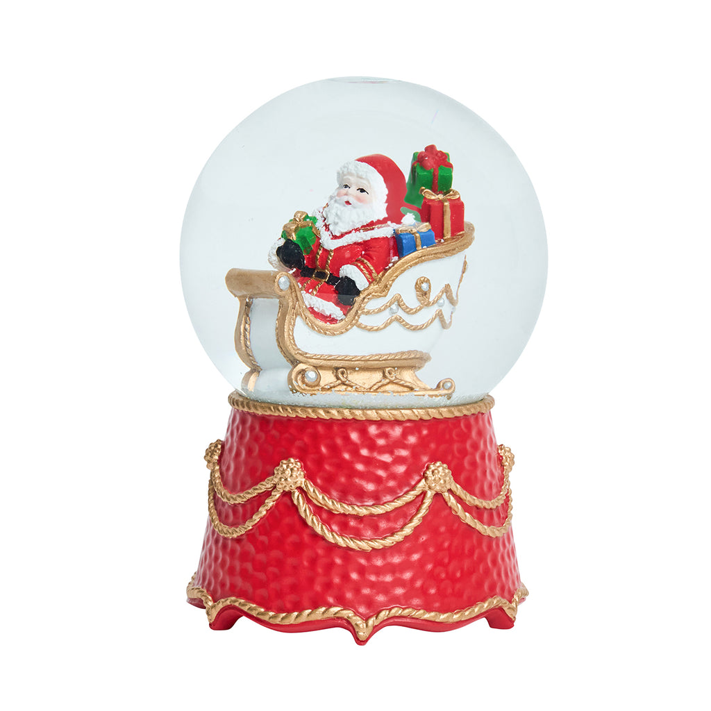 Berry & Thread North Pole Santa in Sleigh Snow Globe