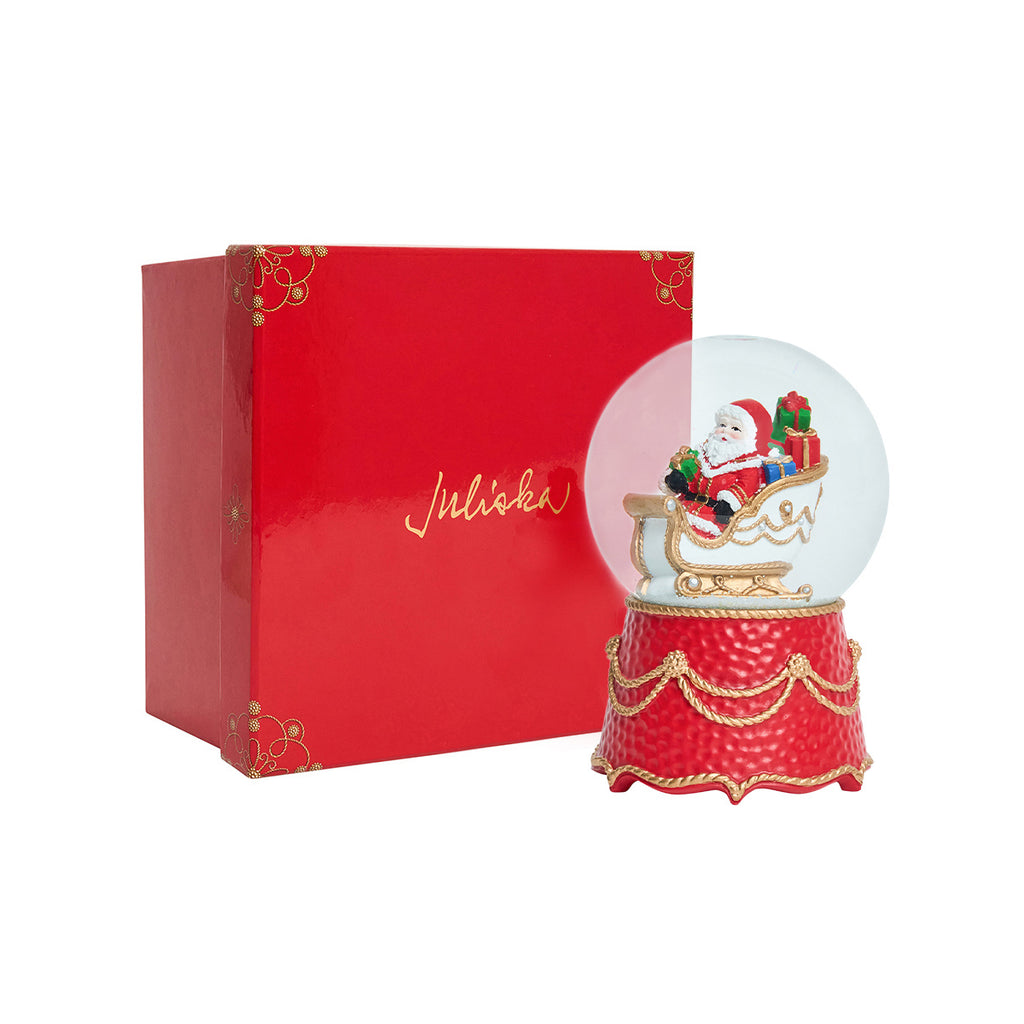 Berry & Thread North Pole Santa in Sleigh Snow Globe