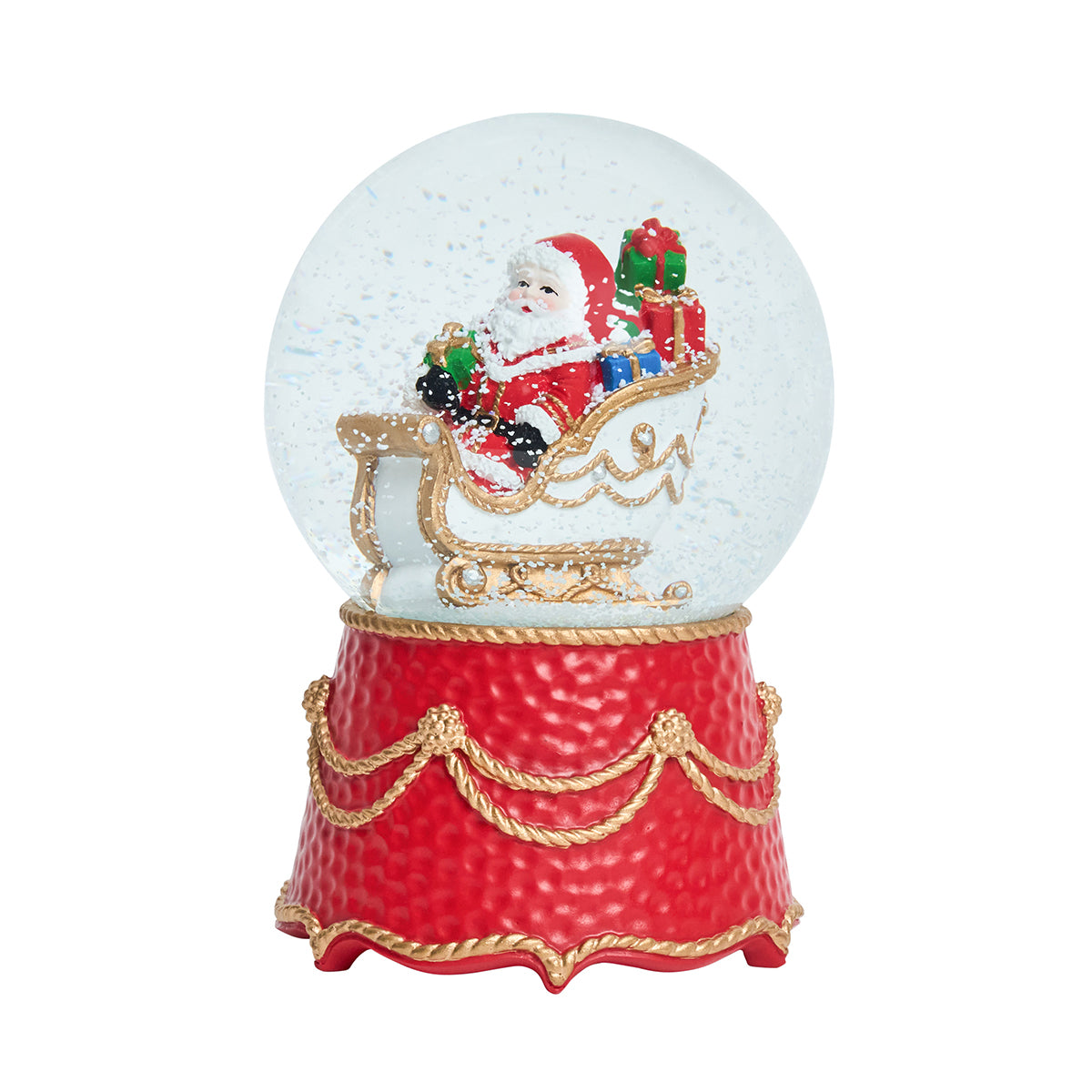 Berry & Thread North Pole Santa in Sleigh Snow Globe