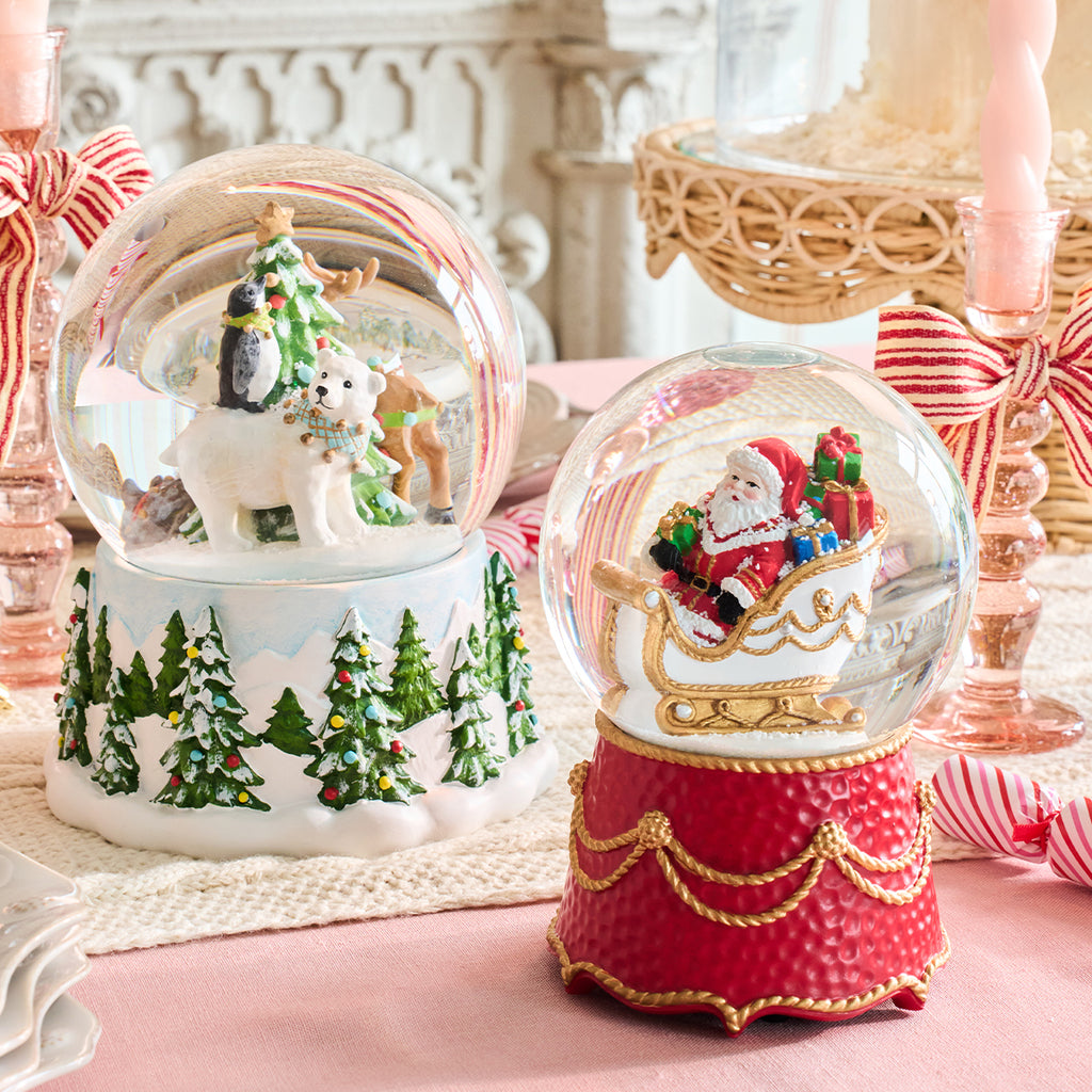 Berry & Thread North Pole Santa in Sleigh Snow Globe