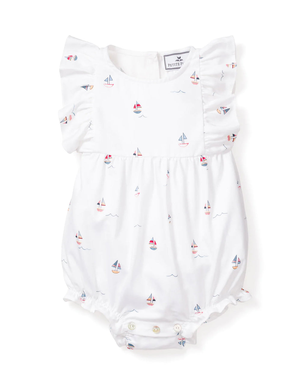Baby’s Twill Ruffled Romper in Bateau