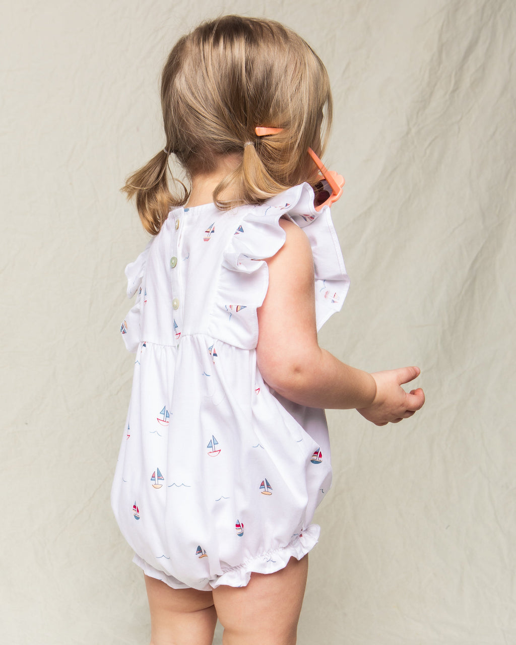 Baby’s Twill Ruffled Romper in Bateau