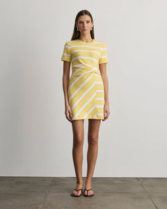 Short Striped Cody Dress in Lemon Meringue & White Wide Stripe