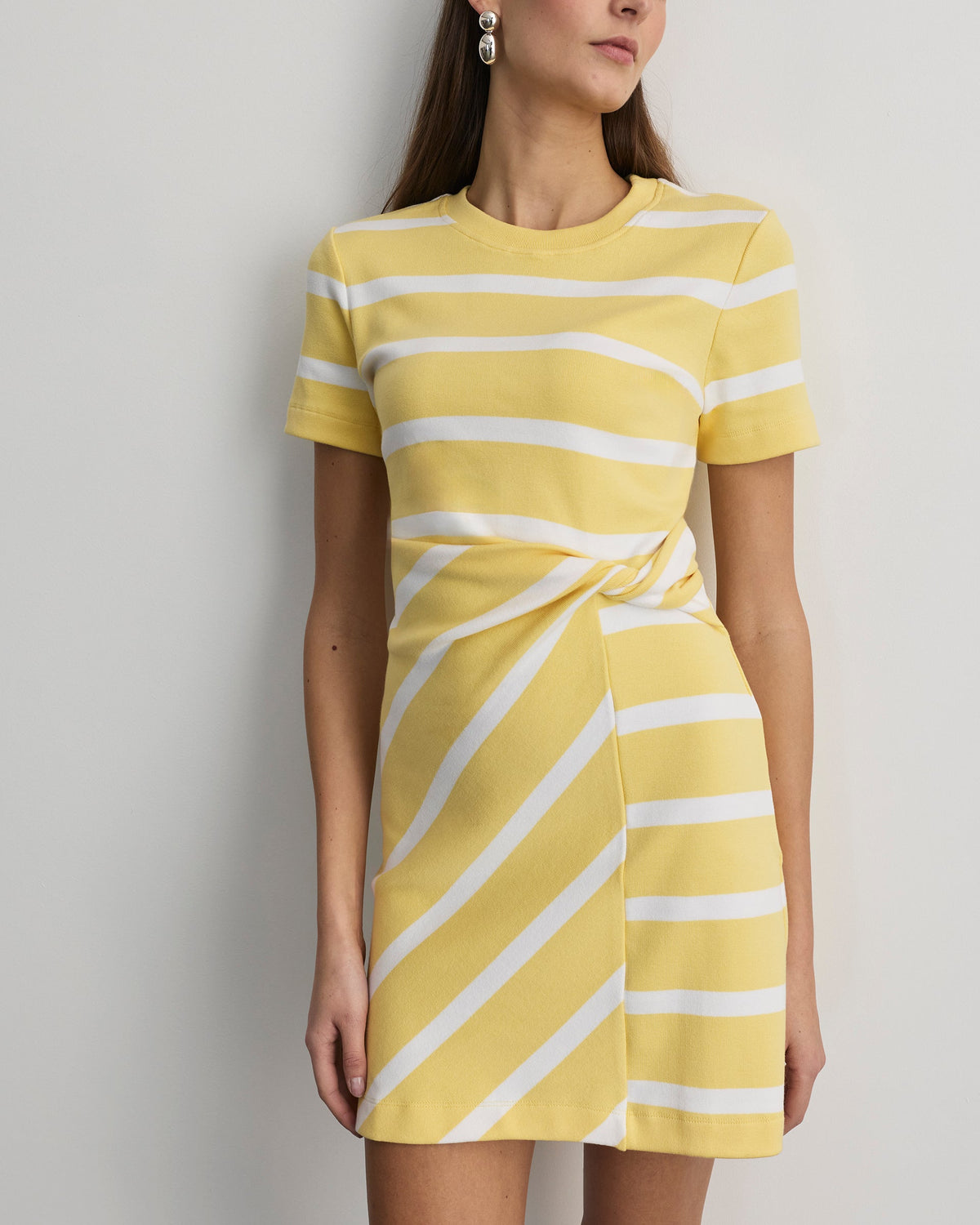 Short Striped Cody Dress in Lemon Meringue & White Wide Stripe