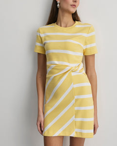 Short Striped Cody Dress in Lemon Meringue & White Wide Stripe