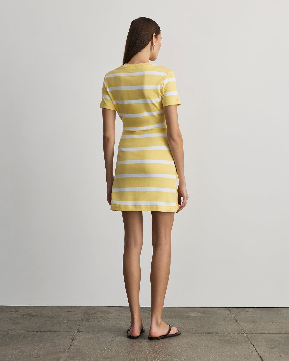 Short Striped Cody Dress in Lemon Meringue & White Wide Stripe