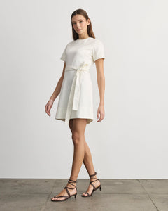 Short Ella Denim Dress in Chalk