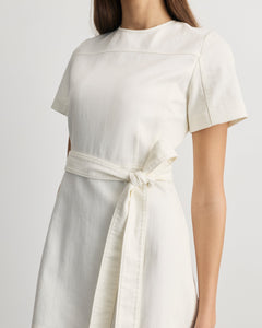 Short Ella Denim Dress in Chalk