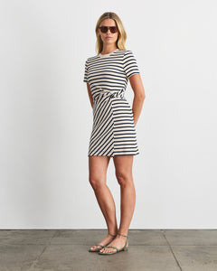 Short Striped Cody Dress in Cream/Classic Navy Multi