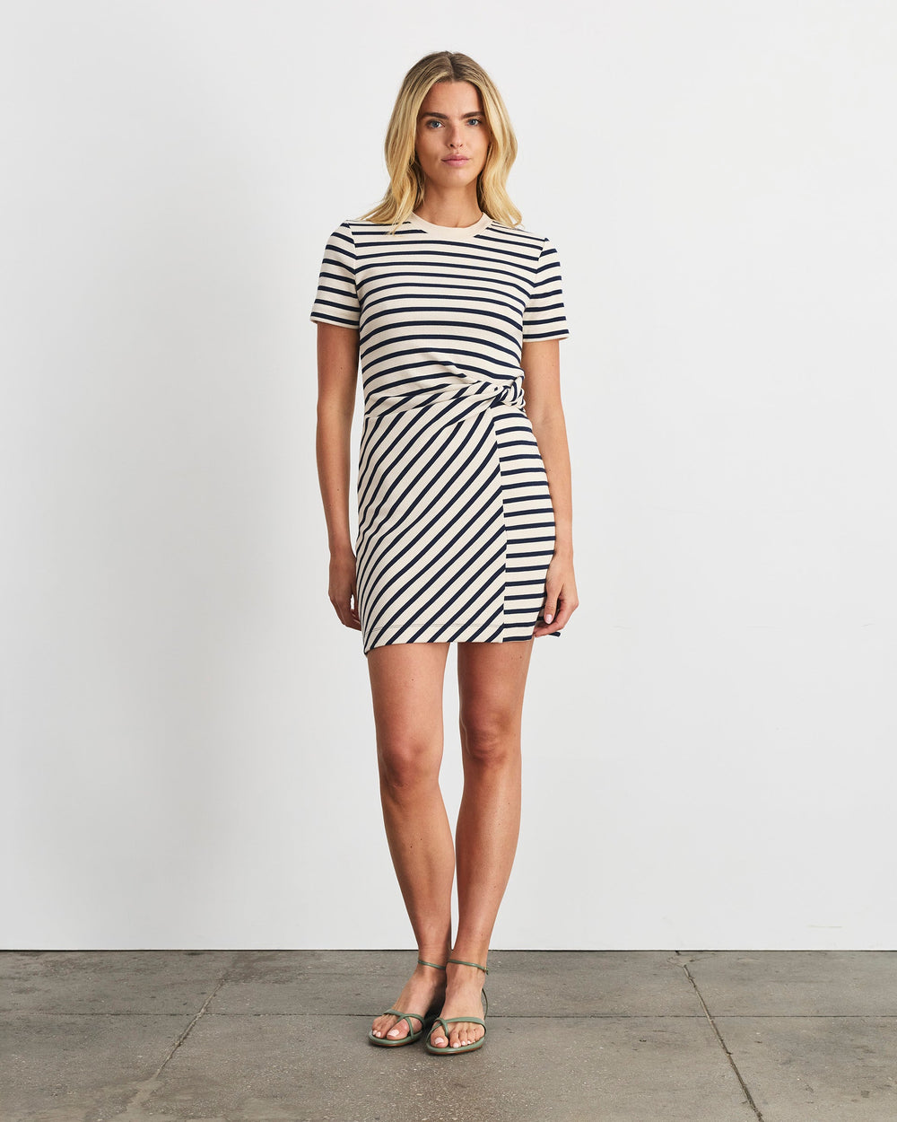 Short Striped Cody Dress in Cream/Classic Navy Multi