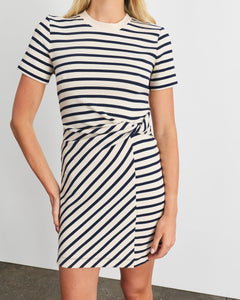 Short Striped Cody Dress in Cream/Classic Navy Multi
