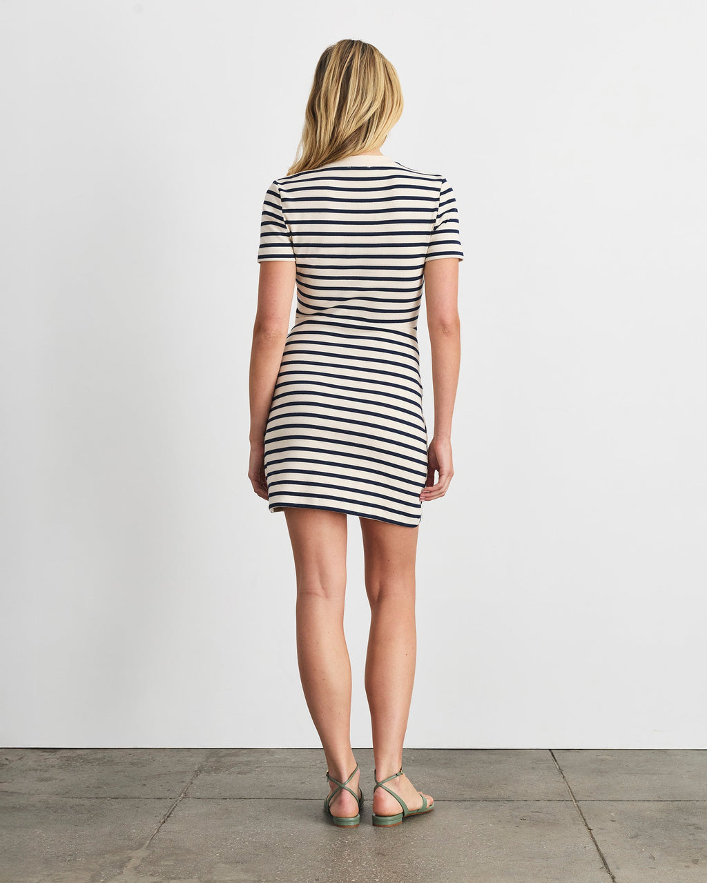 Short Striped Cody Dress in Cream/Classic Navy Multi