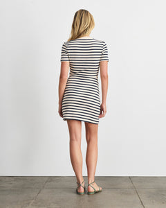 Short Striped Cody Dress in Cream/Classic Navy Multi