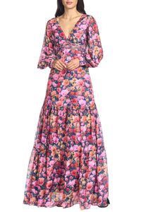 Kara Gown in Prismatic Poppies