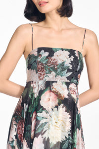 Embellished Ames Gown in Onyx & Blush Blooms
