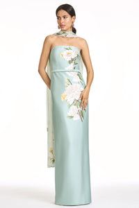 Embellished Sophia Gown in Celadon Floral