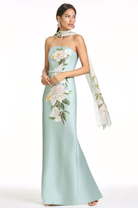 Embellished Sophia Gown in Celadon Floral