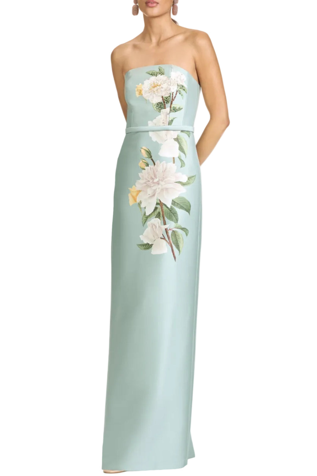 Embellished Sophia Gown in Celadon Floral
