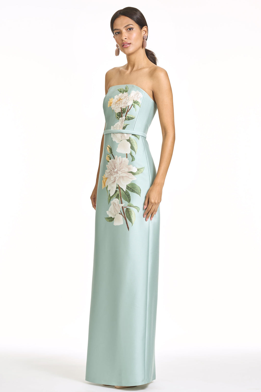 Embellished Sophia Gown in Celadon Floral