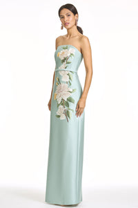 Embellished Sophia Gown in Celadon Floral