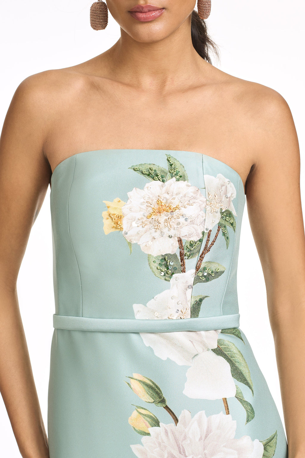 Embellished Sophia Gown in Celadon Floral