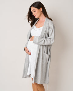 Women's Pima Maternity Nightgown in Grey Stars
