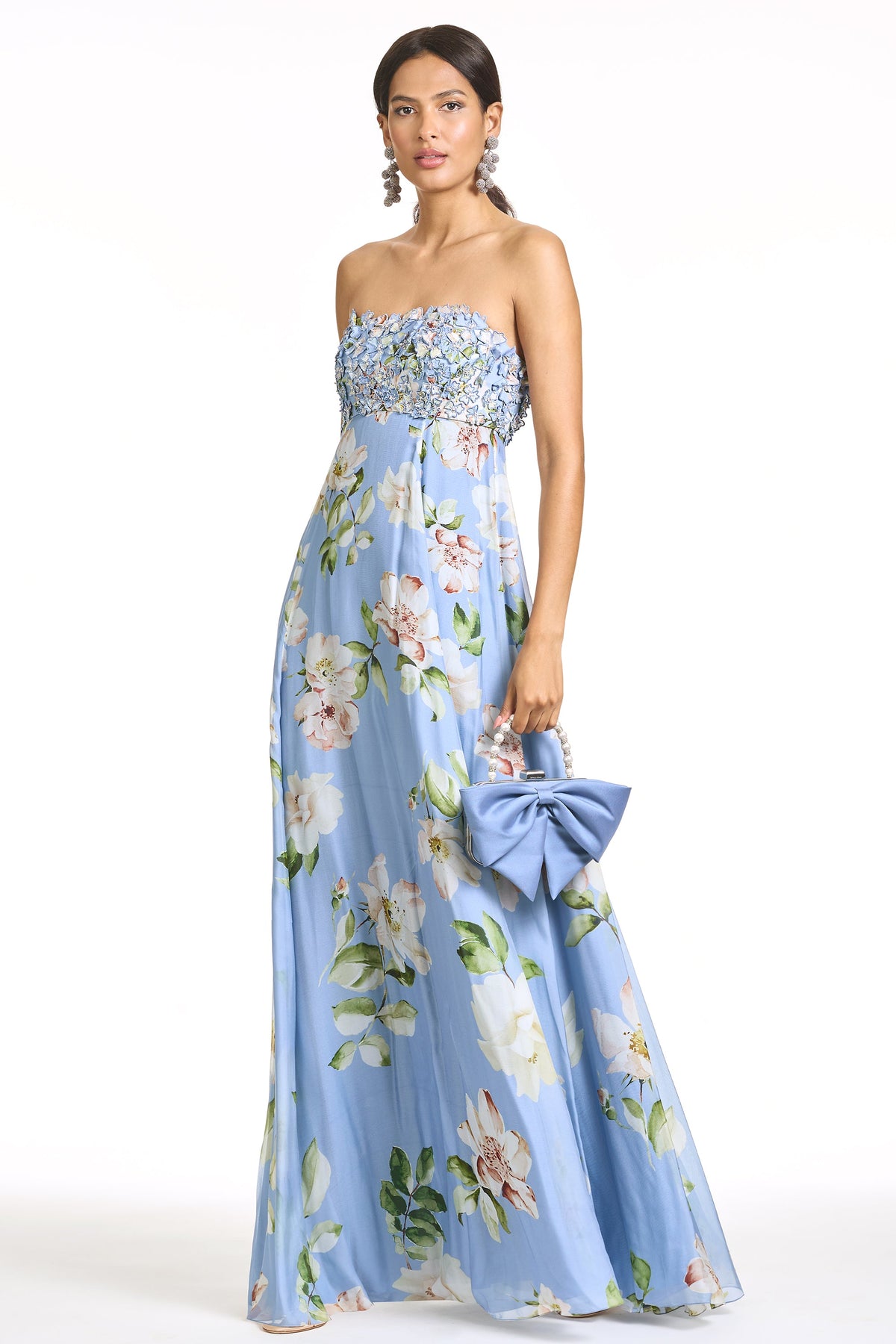 Embroidered Ames Gown in Twilight Petals