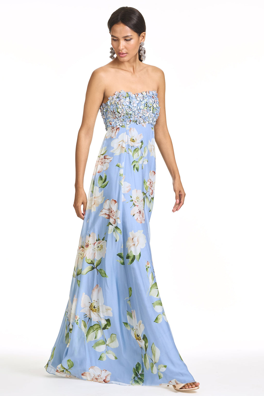 Embroidered Ames Gown in Twilight Petals