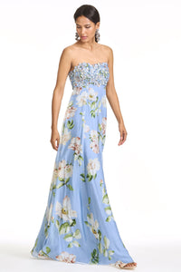 Embroidered Ames Gown in Twilight Petals