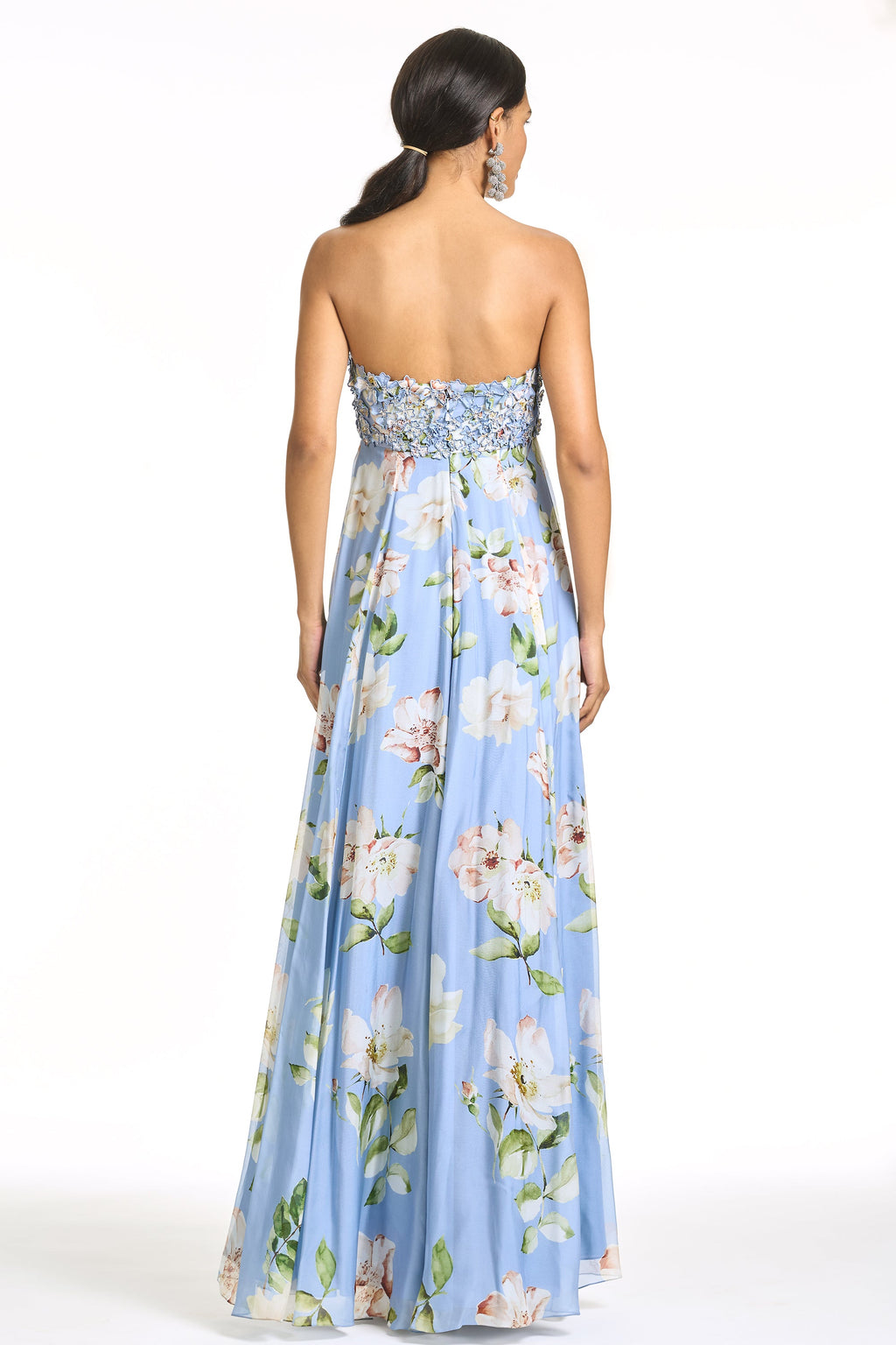 Embroidered Ames Gown in Twilight Petals