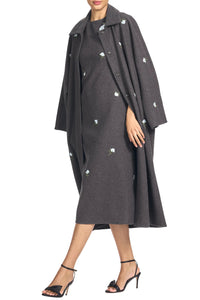 Embroidered Alessandra Coat in Graphite